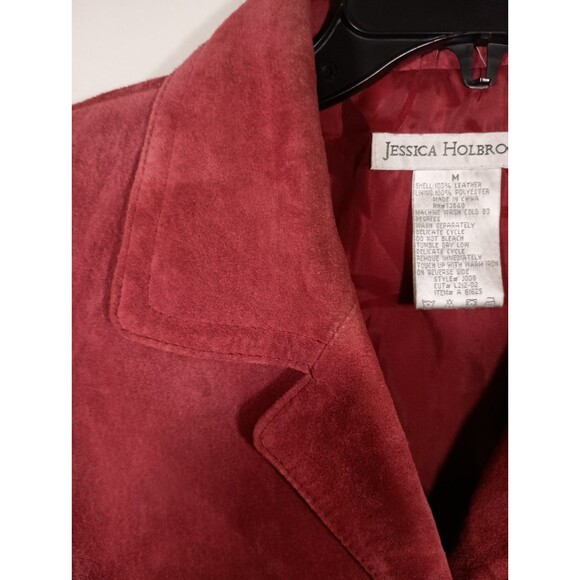 Jessica Holbrook Womens Red Suede Leather Jacket Western Pockets Size Medium - Picture 4 of 14